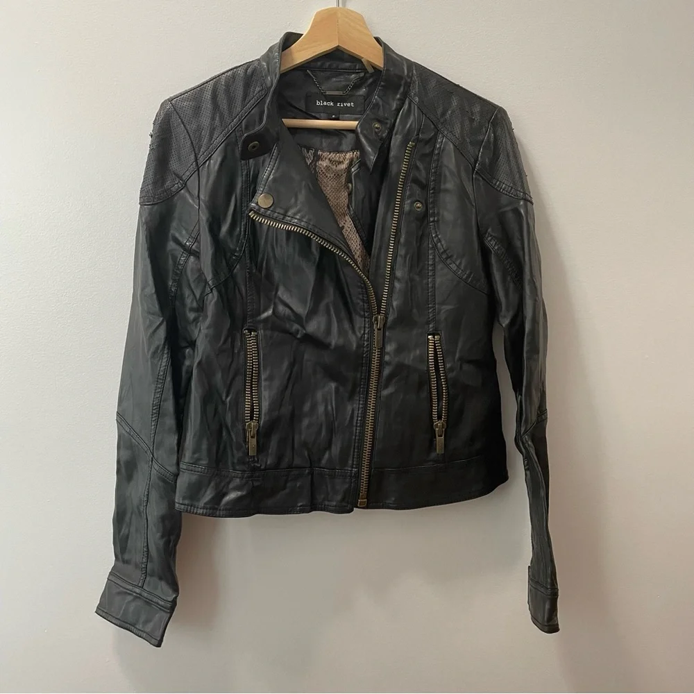 Black Rivet “Leather” Jacket - Picture 1 of 9
